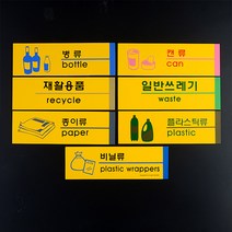 힘찬)분리수거 표지판) 포맥스 일반쓰레기 종이류 병류 캔, 플라스틱류