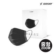 국내생산 케이제이 중형마스크 블랙 덴탈마스크 일반마스크 여성용마스크, 1개, 200개입