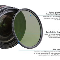JJC CPL 필터 초슬림 광학 멀티 코팅 원형 편광기 37mm 40.5mm 46mm 52mm 82mm, 05 72mm