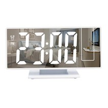 SJSHOP 사무실 호텔 벽 가정 천장을 위한 프로젝션 알람 시계 180° 회전 가능한 침대 옆 시계, ABS 수지, 화이트 화이트