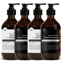 수오가닉 퍼퓸 스윗피치 샴푸워시 1000ml 2개+트리트먼트 1000ml 2개 세트