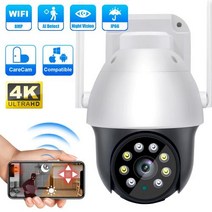 웹캠 캠 화상카메라 야외 와이파이 카메라 8mp 4K 야간 투시경 풀 컬러 감시 자동 추적 CCTV IP 보안 모니터137486, 8MP Camera 128G_EU 플러그