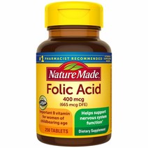 네이쳐메이드 엽산 Folic Acid 400mcg 250캡슐, 250정, 1팩