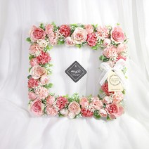 메이비플라워 피치로즈 납골당리스, 틀22cmx22cm(꽃포함전체크기24cm)