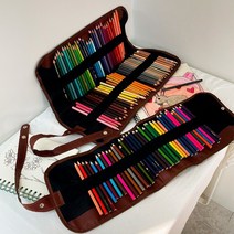 색연필 보관 연필 접이식 휴대용 캔버스 파우치 필통, 72구