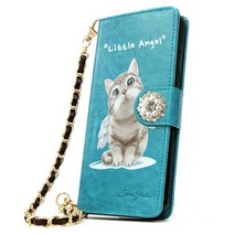 손목체인줄포함/카드 지폐수납 /스크래치 방지/Litte Angel Cat 작은천사고양이 DIA 다이어리 핸드폰케이스/갤럭시 S21 울트라 케이스 G998