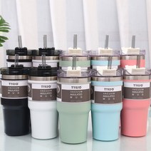 TYESO 진공 스텐 텀블러 보온보냉 대용량 마쉬멜로우, 600ml, 스카이블루