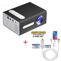 영화관 빔설치 영사기 salange t300 led 미니 프로젝터 미러 전화 1080p 지원 홈 시어터 beamer hdmi usb movie 휴대용 넷플 영화 애니 시네 시청, 검은색 추가 HD 케이블, 나는 플러그