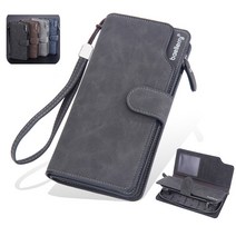 고급 가죽 남성 레트로 가죽 긴지갑 다중 카드 슬롯 대용량 지갑 아빠 선물/남자친구 선물