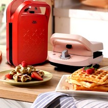 가정용 크로플 와플 메이커 기계 타이머 와플기 전기 와플팬, 핑크