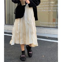 [당일배송속안감] 뷰리풀 샤랄라 링클주름 허리밴딩 롱스커트