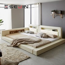 안나 오픈 패밀리침대+본넬매트리스SS+SS, 초코브라운