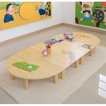 유치원 놀이방 유아 원목 사각 책상 미술학원 3세책상, 반달책상(사자)