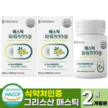 식약처 인증 그리스 산 매스틱 검 매스틱 추출물 정 22종혼합 유산균 양배추 브르콜리 감초 추출액 식약청 인정 메스틱 MASTIC GUM (+사은품 증정), 60정 x 2통 (2개월분)