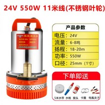소형양수기 12V 직류다이빙펌프 24V48V60V 전동차 양수기 농업용 소형주입 고압배터리 양수펌프, 24v【550w】11m 라인
