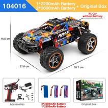 오프로드RC카 무선조종자동차 드리프트RC카 Wltoys-104018 104019 110 RC 자동차 4WD Led 조명 55 KM/H 원격 제어 3660 브러시리스 모터 오프로드, [03] 104016 3B