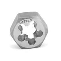Auniwaig 헥스 다이 M13 x 1.5 피치 탄소강 미터법 육각 리스레딩 다이 육각형 테이퍼 파이프 다이 기계 스레드 다이 스트립 구멍 또는 볼트의 스레드 수리용 1개, M13 1.5