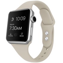 모할랩 애플워치 3/4/5/6/7/8/9/SE 호환 슬림 실리콘 더블 단추 스트랩 + 보호필름 1p 세트, 08 라이트그레이, 44mm