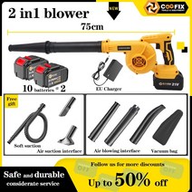 coofix 2 in 1 블로잉 앰프 makita 21v 배터리 흡입 잎 집진기 터보 송풍기 정원 무선 진공 청소기 공기 송풍기, 두 개의 배터리, 유럽 ​​연합