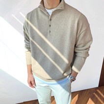 빠델 헨리넥 박스 오버핏 반폴라 니트