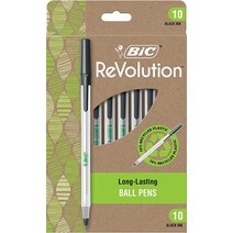 BIC® Revolution Round Stic Pens Medium Point 1.0 mm 74% Recycled Semi-Clear Barrel Black Ink