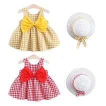 조이멀티 왕리본 유아 민나시 원피스 모자세트 (6-12) 204385