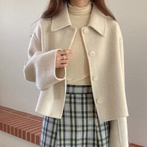 withyourday 여성 싱글 브레스트 숏 모직 자켓