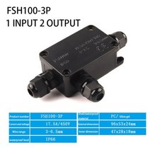 정션박스 전선연결 케이블커넥터 스위치덮개 IP66 야외 미니 방수 접합 상자 블랙 UV Fsh1002P3P 조명 케이블 450V, FSH100 3P