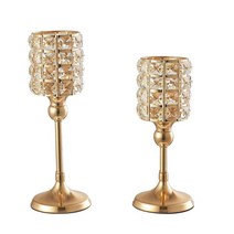 크리스탈 철 결혼식 황금 캔들 홀더 교회 사무실 장식 촛대 H 26cm+크리스탈 철 결혼식 황금 캔들 홀더 교회, 금속 수정