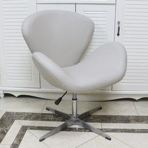 스완체어 백조 북유럽 에그 드롭 카우 의자 뷰티 메이크업 살롱 체어, 라이트 그레이 PU 가죽