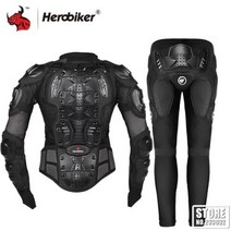 레이싱자켓 HEROBIKER남녀 공용 오토바이 재킷 크로스 인듀로 레이싱 보호 장비 풀 바디 아머, MC1001-MP1004 BK+XXXL