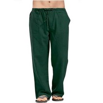 대형 유리 화병 코튼 린넨 플러스 사이즈 남성 바지 통기성 클래식 캐주얼 조깅, 03 dark green_07 4XL