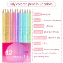 Brutfuner 12/24 색상 마카롱 색 연필 파스텔 드로잉 컬러 예술가를위한 미술 용품, 01 12 Colors