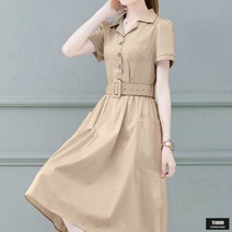 가바바 여성 셔츠원피스 멋지고 시크한 벨트 포켓 카라넥 롱원피스 G53902