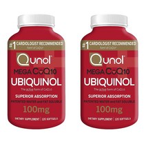 큐놀 유비퀴놀 메가 코큐텐 100mg 120소프트젤 2팩 Qunol Ubiquinol Mega CoQ10