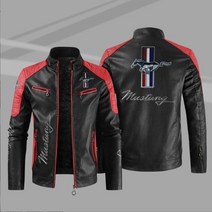 할리데이비슨 Mustang Logo-남성용 겨울 양모 PU 가죽 자켓 스탠드 칼라 캐주얼 윈드 브레이커 오토바이 의류, [04] XL, [01] 1