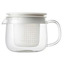 MUJI 무인양품 포트ㆍS 여과기가 분리되는 내열 유리제 포트 티포트 티백 주전자 우려내는 유리 주전자 컵, 유리 포트ㆍL