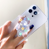 꽃 곰돌이 그립톡 에폭시 스마트톡 아크릴 레진 입체, B타입, 1개