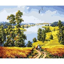 다조은 DIY 명화 유화그리기 중형 40X50 18종, 1개, A103 시골풍경