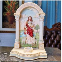 카톨릭 마리아상 천주교 조각상 성가정 catholic statue 단일 제품 손으로 그린 ​​​​성모 마리아 그림 동상 접시 가톨릭 종교 선물 가정 교회, 13.5X9X21cm