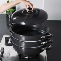 FDA승인 유진 경질 3단 찜솥 42cm 대게 킹크랩 찜통 찜기 업소용 대형 가리비 새우 조개 꽃게 스팀 솥 만두, 본상품선택