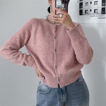 벨르 여성 겨울 울 알파카 기본 라운드 무지 니트 가디건 (9092525)