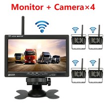 렉스턴스포츠튜닝 칸 부품 용품 Jansite 트럭 용 7 인치 무선 트럭 카메라 b rv 트레일러 굴삭기 자동차 모니터 역방향 이미지 후면보기 자동차 카메라 12v-24v, 4 카메라