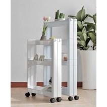 무빙 이동식 틈새 공간 슬림 트롤리 수납 선반, 케니트롤리3단 그레이블루