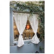 로맨틱 화이트 스크린 레이스 반창 커튼 빈티지 렌탈하우스 카페 하프커튼 파티션 가림막