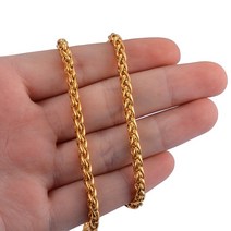 야구선수목걸이 56cm 스테인레스 스틸 체인, 02 Gold, 05 Width 7mm, 1개