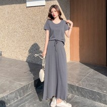 로즈랩 여성 반팔 롱스커트 2피스 세트 M