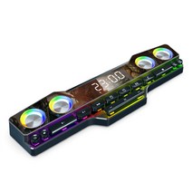 [화오시야] 컴퓨터 오디오 이중진막 20W 빅 볼륨 중저음 RGB 램프 게임 스피커, 블랙