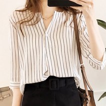 인사이드마켓 여성 브이넥 루즈핏 블라우스