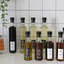 [무료 배송+4개 세트+라벨 10개 증정] 밀폐 원형 유리 오일병 기름병 소스병 참기름병180ml 300ml 실리콘마개, 180ml 3+1 오일병 - 블랙 라벨